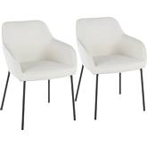 Daniella Dining Chair in Cream Fabric & Black Metal (Set of 2)